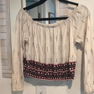 Printed off the shoulder crop top